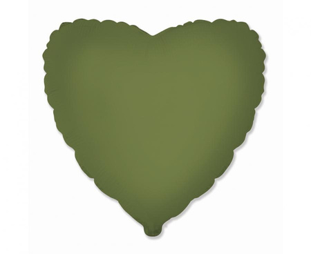Balon foliowy 18" - Serce (matowe Olive Green)