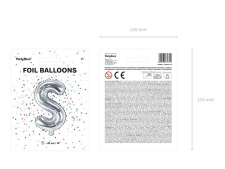 Balon foliowy Litera ''S'', 35cm, srebrny