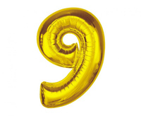 Balon foliowy Smart, cyfra 9, złota, 92 cm