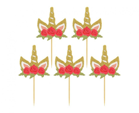 Pikery Jednorożec z kwiatami, 6 szt.