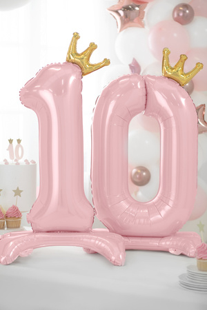 Stojący balon foliowy cyfra ''1'', 84 cm, jasny różowy