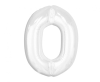 Balon foliowy , cyfra 0, biała, 92 cm