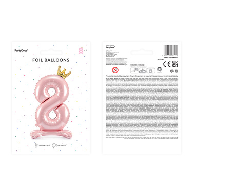 Stojący balon foliowy cyfra ''8'', 84 cm, jasny różowy