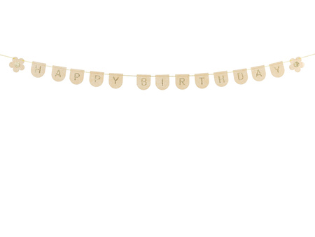 Baner filcowy, Happy Birthday, różowy, 3m