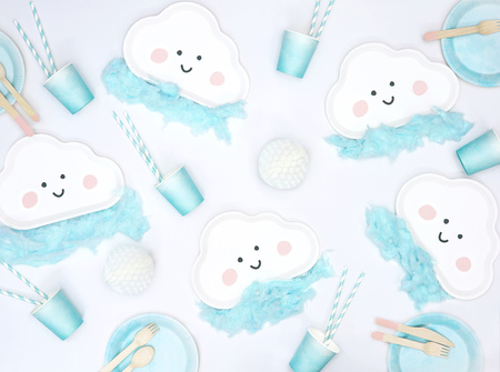 Słomki papierowe, jasnoniebieski, 19,5cm (1 op. / 10 szt.)