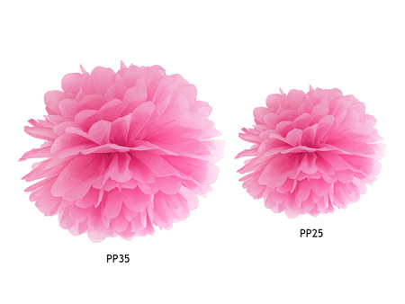 Pompon bibułowy, różowy, 35cm