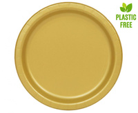 Talerzyki papierowe, złote, 23 cm, 16 szt. (plastic-free)