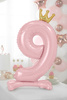 Stojący balon foliowy cyfra ''9'', 84 cm, jasny różowy