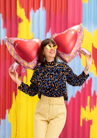 Balon foliowy Okulary serca, 95x41,5 cm, mix