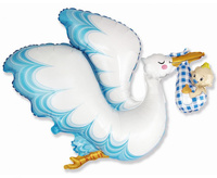 Balon foliowy 24 cale - Bocian Baby Boy, pakowany