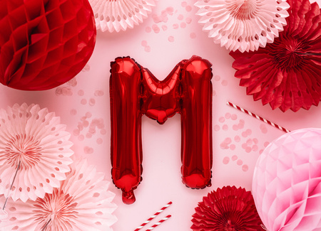 Balon foliowy Litera ''M'', 35cm, czerwony