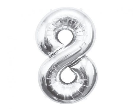 Balon foliowy Cyfra 8, srebrna, 85 cm