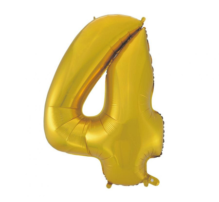Balon foliowy "Cyfra 4", złota, matowa, 92 cm