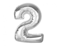 Balon foliowy Smart, cyfra 2, srebrna, 92 cm