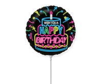 Balon foliowy 9" - "Happy Birthday" NEON