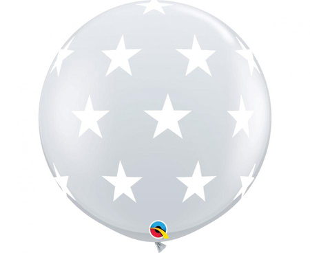 Balon 36" z nadr. Gwiazdki, przezroczysty, 2 szt.