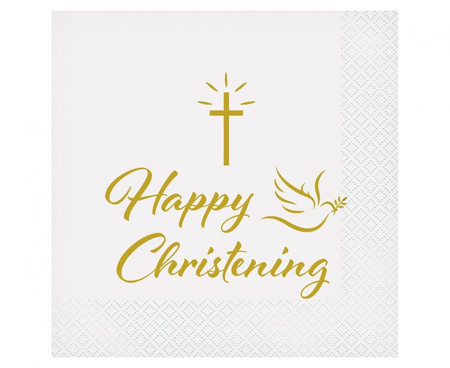 Serwetki Happy Christening (krzyż i gołąbek), certyfikat FSC, 33x33 cm/ 20 szt.