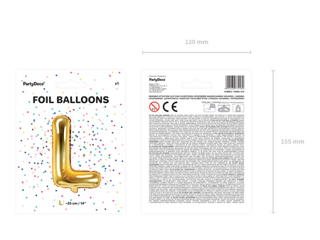Balon foliowy Litera ''L'', 35cm, złoty