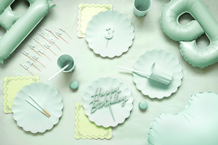 Topper akrylowy na tort Happy Birthday, zieleń, 16.5 cm