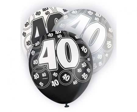 Balon 12" Glitz z nadr. 40, czarny miks, 6 szt.