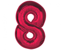 Balon foliowy Smart, cyfra 8, czerwona, 92 cm