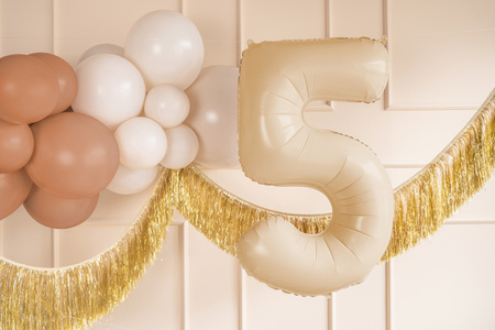 Balon foliowy Cyfra ''5'', 72cm, beż