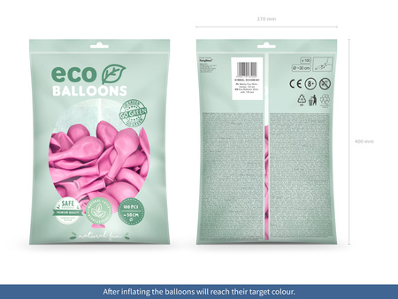 Balony Eco 30cm metalizowane, różowy (1 op. / 100 szt.)