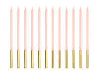 Świeczki urodzinowe gładkie, różowy, 14 cm (1 op. / 12 szt.)