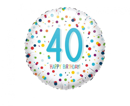 Balon foliowy 18 cali Confetti Bday 40, zapakowany