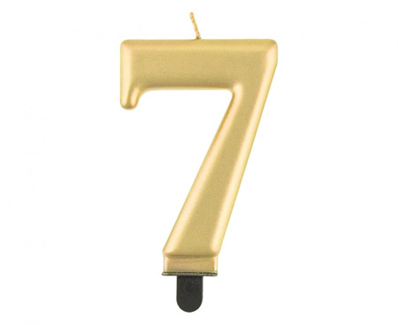 Świeczka cyferka 7, metalik złota, 8,0 cm