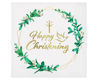 Serwetki Happy Christening (listki), certyfikat FSC, 33x33 cm/ 20 szt.