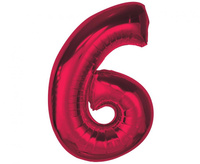 Balon foliowy Smart, cyfra 6, czerwona, 92 cm