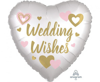 Balon foliowy 18" serce Satin wedding wishes white