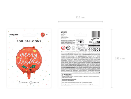 Balon foliowy Merry Christmas, 45 cm, mix